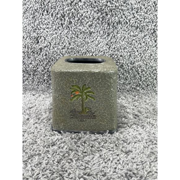Palm Tree Tissue Box Cover Hand Painted Bathroom Home Decoration - Picture 1 of 7